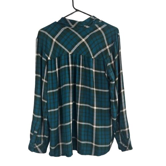 Sanctuary Blue Plaid Long Sleeve Collared Button Down Shirt Women Sz M - Picture 2 of 11